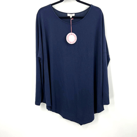 Umgee NWT Handkerchief Hem Blouse Long Sleeve Scoop Neck Women's Medium NEW - Picture 1 of 8